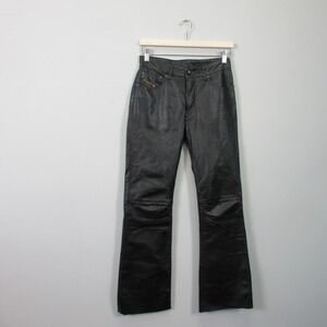 Diesel Black Leather Boot Cut Pants